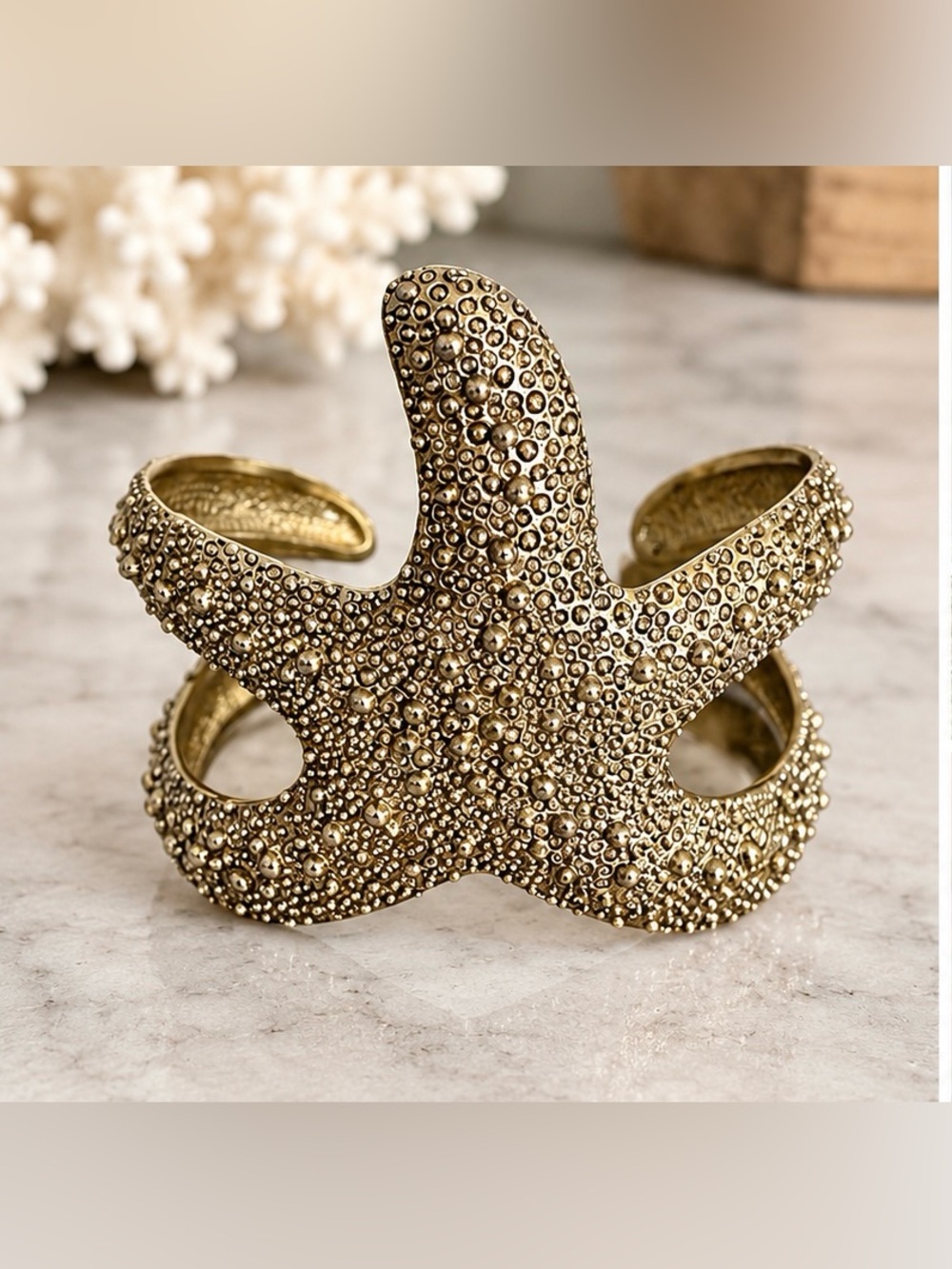 Source Unknown Gold Starfish Cuff Bracelet